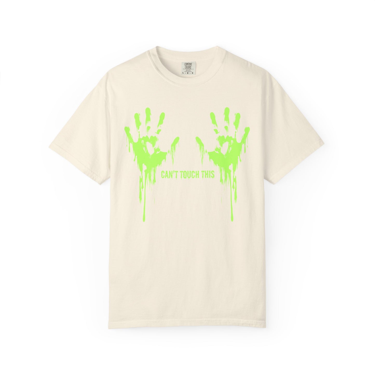 Can't Touch This Tee, Neon Handprint Unisex T-shirt, Halloween Tee, Unique Gift, Graphic Tee for Parties, Casual Wear, Trendy Streetwear