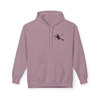 Let's Ride Witches Witchy Broomstick Hoodie, Unisex Midweight Fleece Sweatshirt, Halloween Apparel, Cozy Witch Costume,  Spooky Season