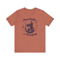 Moonlight & Mischief Witchy Tee - Unisex Short Sleeve Shirt for Halloween, Gifts for Her, Witchy Vibes, Casual Wear, Cozy Style
