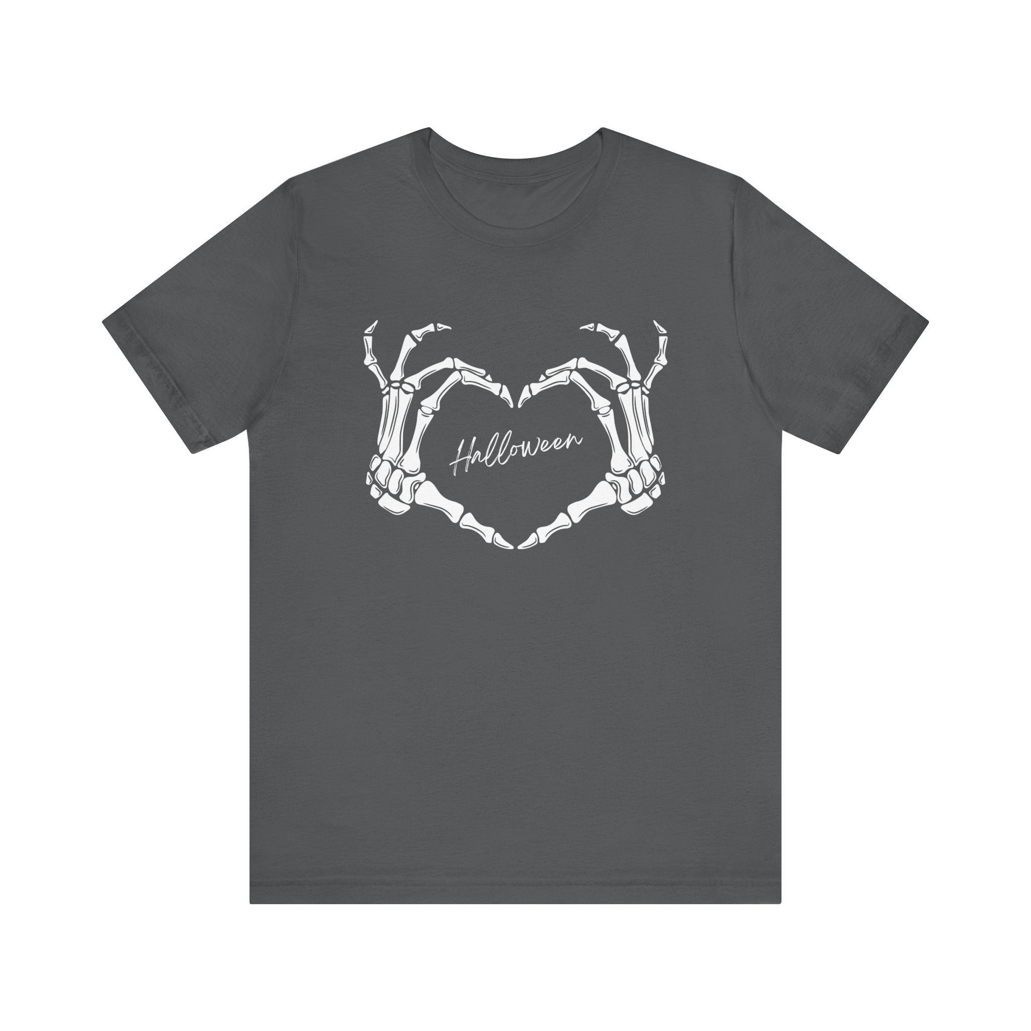 Skeleton Heart Hands Casual Graphic Tee - Perfect for Everyday Fall Spooky Season and Halloween Lovers