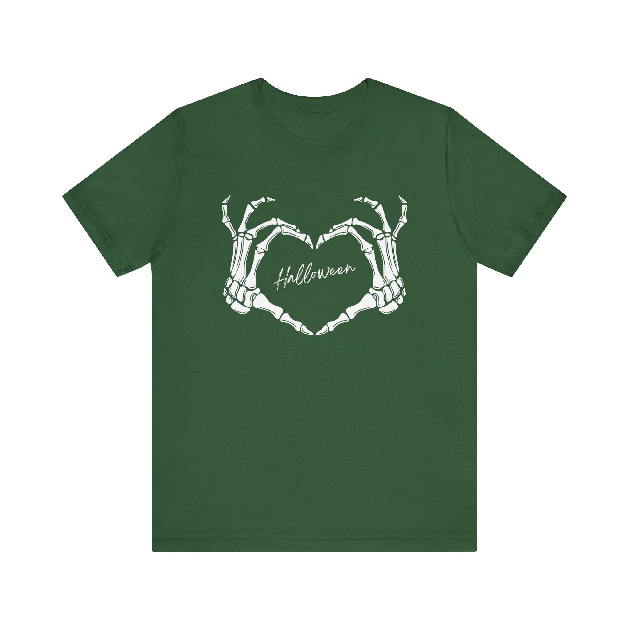 Skeleton Heart Hands Casual Graphic Tee - Perfect for Everyday Fall Spooky Season and Halloween Lovers