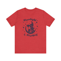 Moonlight & Mischief Witchy Tee - Unisex Short Sleeve Shirt for Halloween, Gifts for Her, Witchy Vibes, Casual Wear, Cozy Style