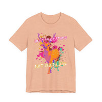 Heather Peach Tee with Colorful wildlife hunt predators