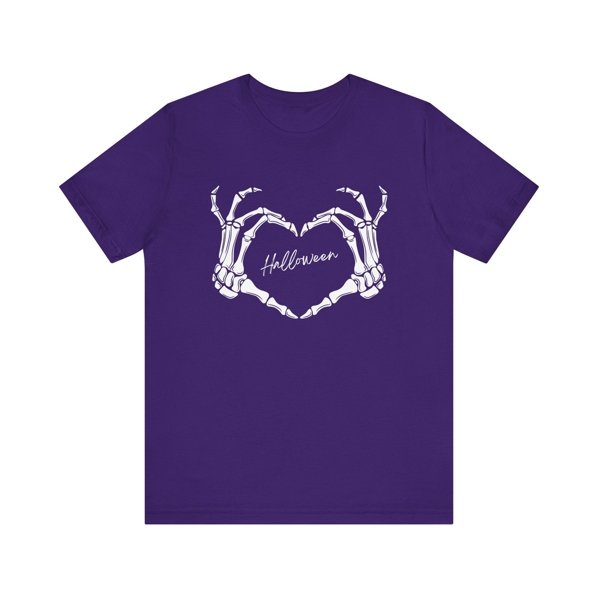 Skeleton Heart Hands Casual Graphic Tee - Perfect for Everyday Fall Spooky Season and Halloween Lovers