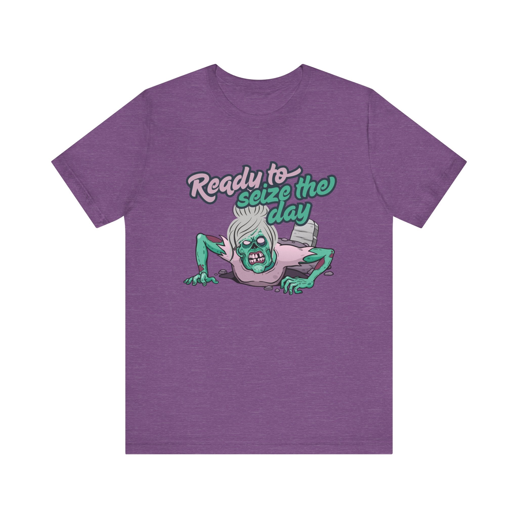 Zombie-Themed Graphic Tee, Ready to Seize the Day T-Shirt, Unisex Horror Costume, Halloween Apparel, Funny Zombie tee
