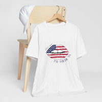 Patriotic Kiss Graphic Tee | Unisex Casual Top, Fourth of July Shirt, Summer Outfit, Gift for Her, USA Pride Wear