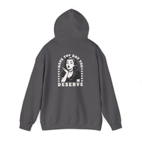 Have the Day you Deserve, Vintage Pin-Up Hoodie — Retro Woman Blowing Kiss Graphic Pullover