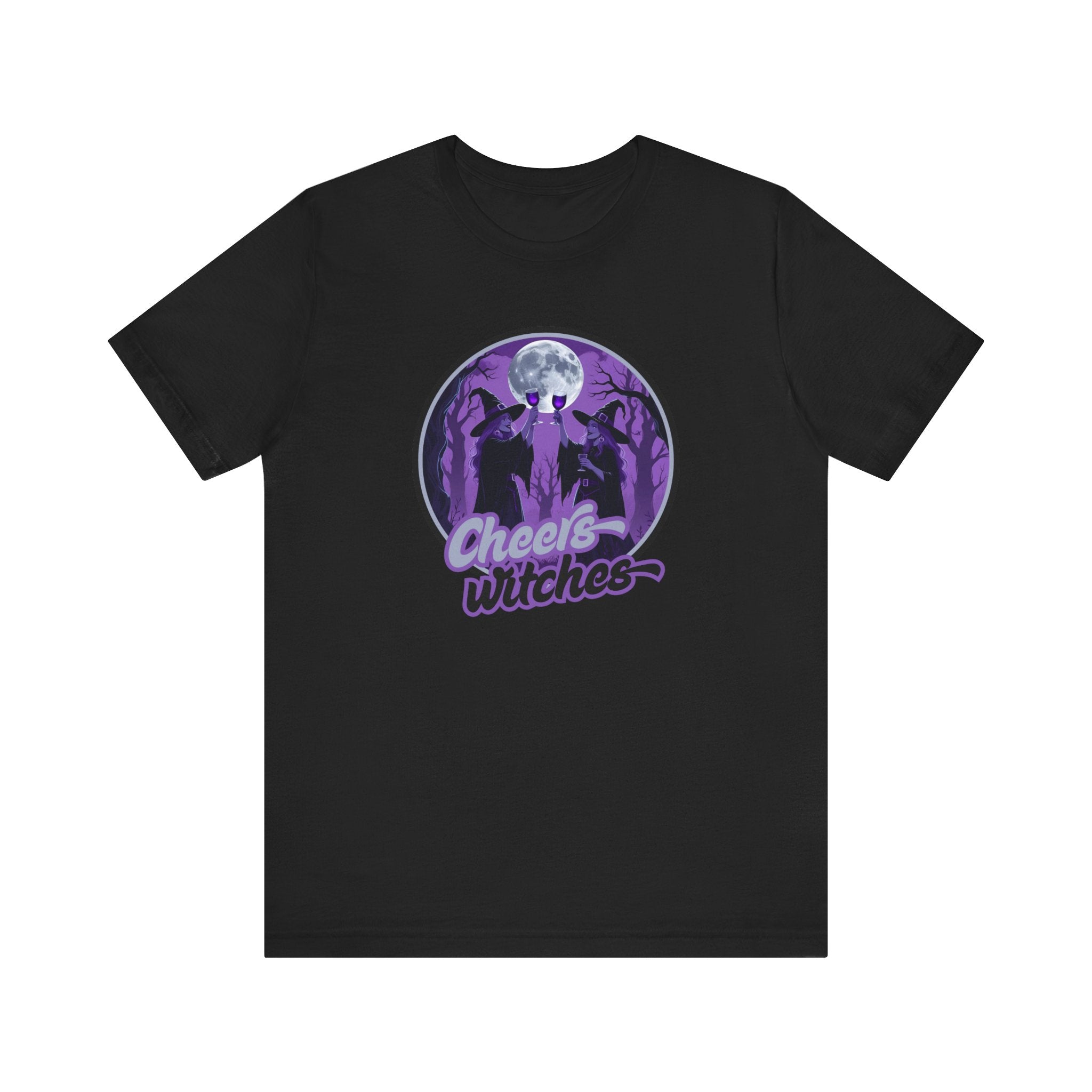 Cheers Witches Short Sleeve Tee - Spooky Vibes, Halloween Shirt, Unisex Graphic Tee, Witchy Apparel, Gift for Witches, Casual Witchwear