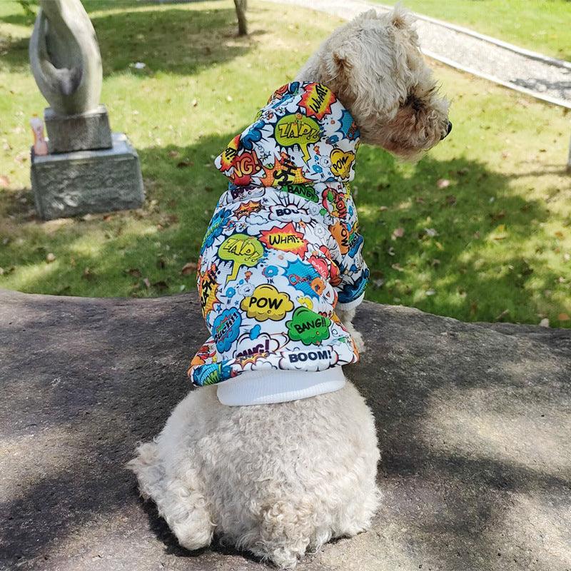 Graffiti Print Pet Hoodie - Stylish Two-Legged Clothing For Dogs