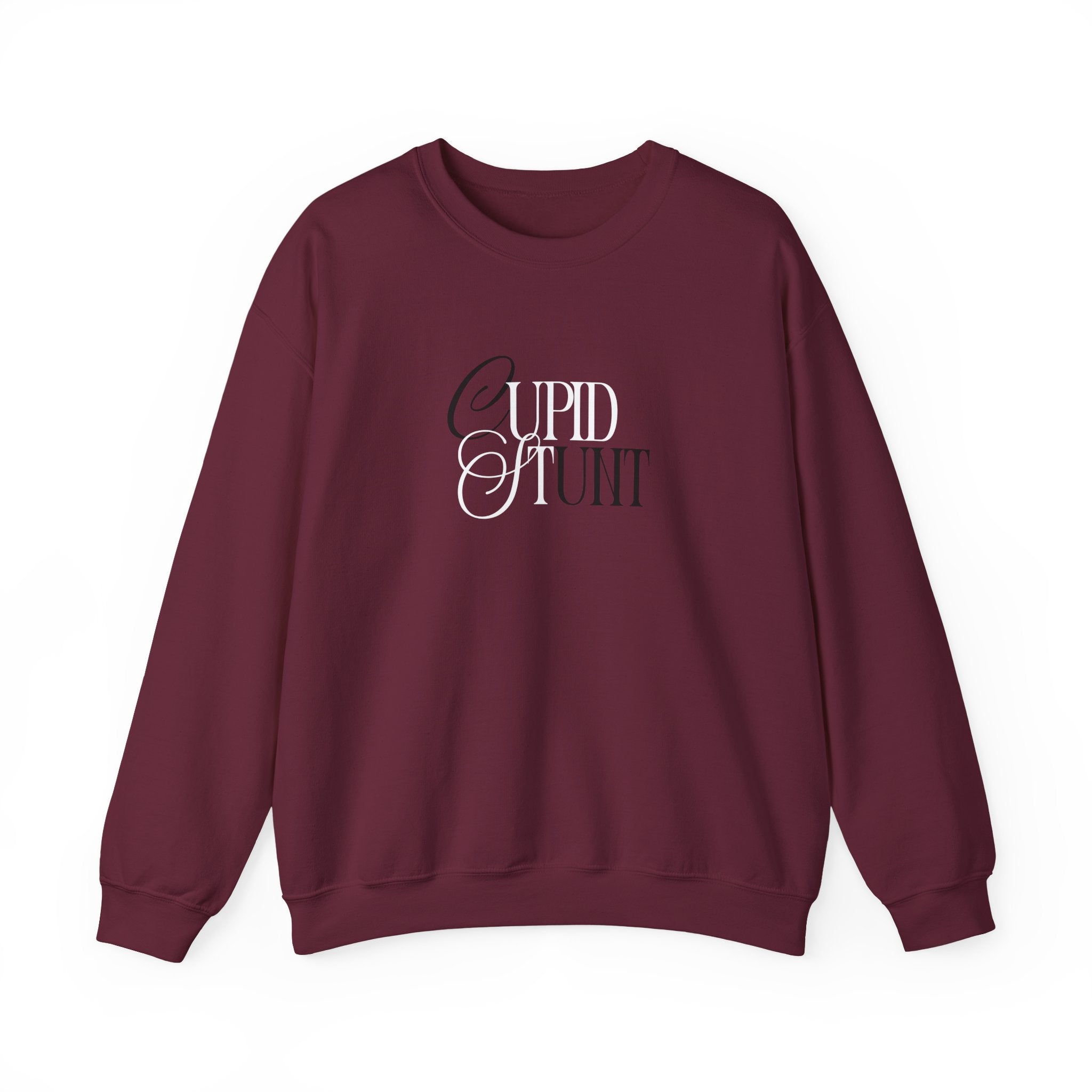 Cupid Stunt Crewneck Sweatshirt — Funny Valentine's Day Graphic Crewneck