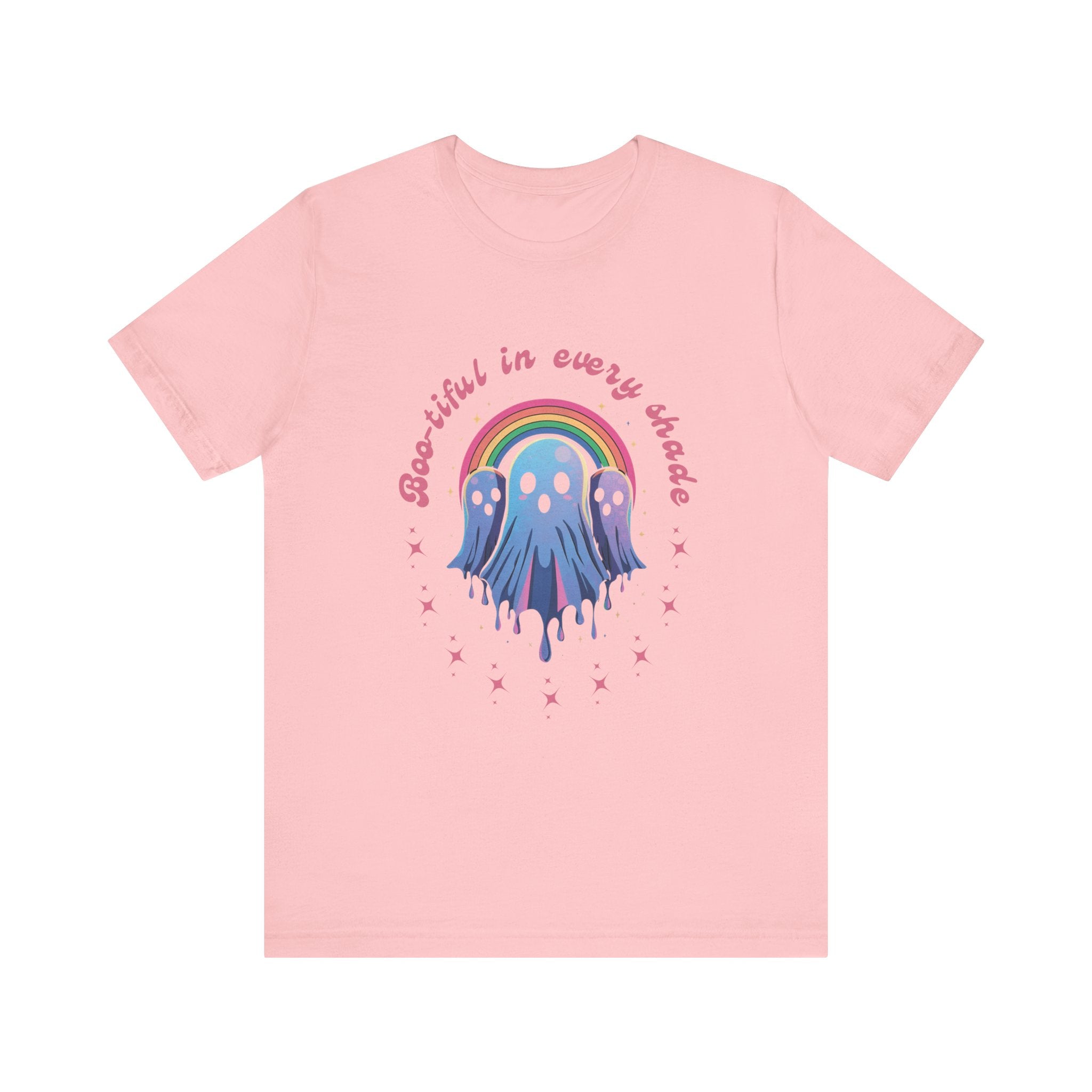 Bootiful in Every Color - Vibrant Rainbow Ghost Tee - Fun Casual T-shirt, Ghost Lovers Apparel, LGBTQ+ Pride Shirt, Halloween Costume Top, Colorful Graphic Tee