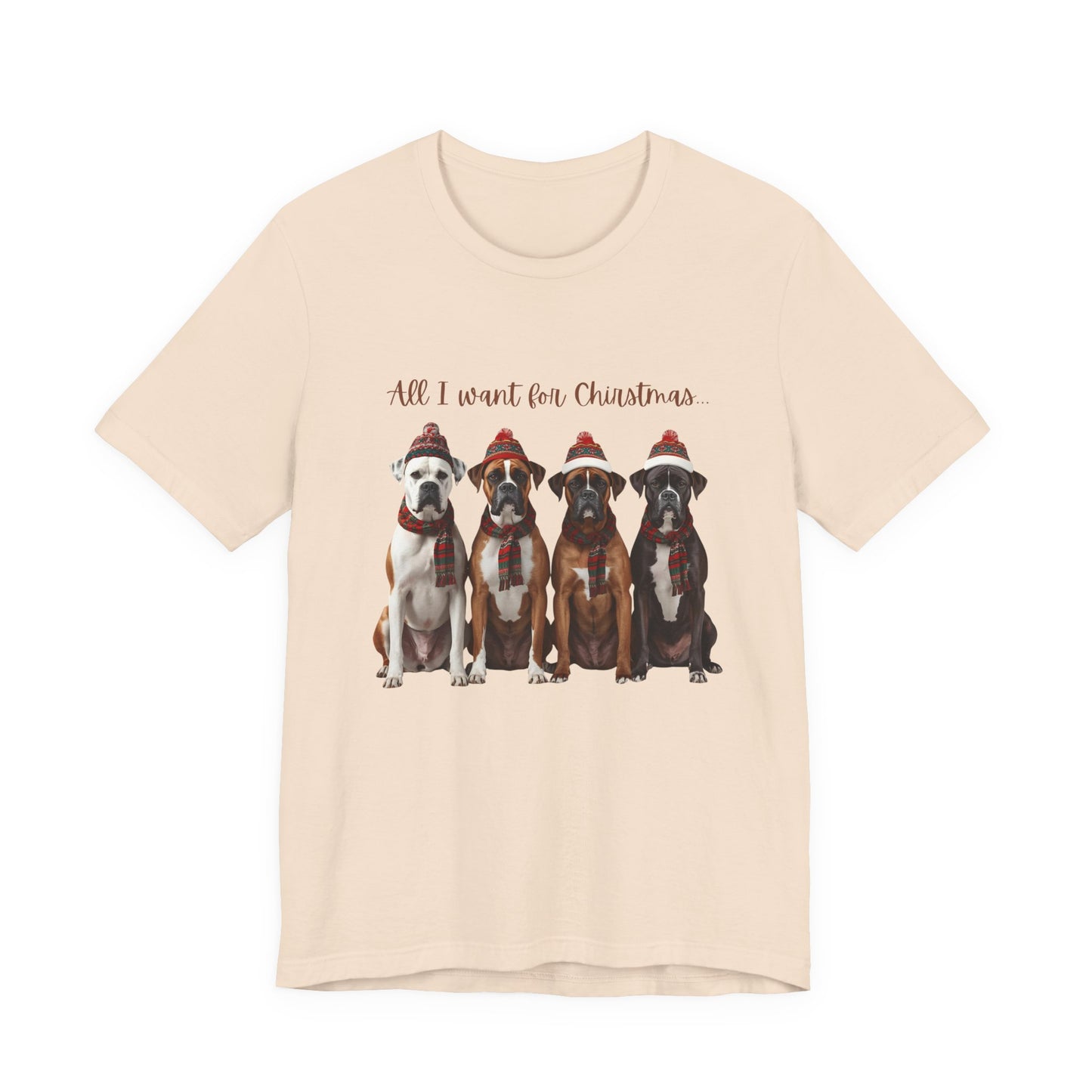 Christmas Dogs T-Shirt — "All I Want for Christmas" Holiday Boxer Dog Tee Shirt