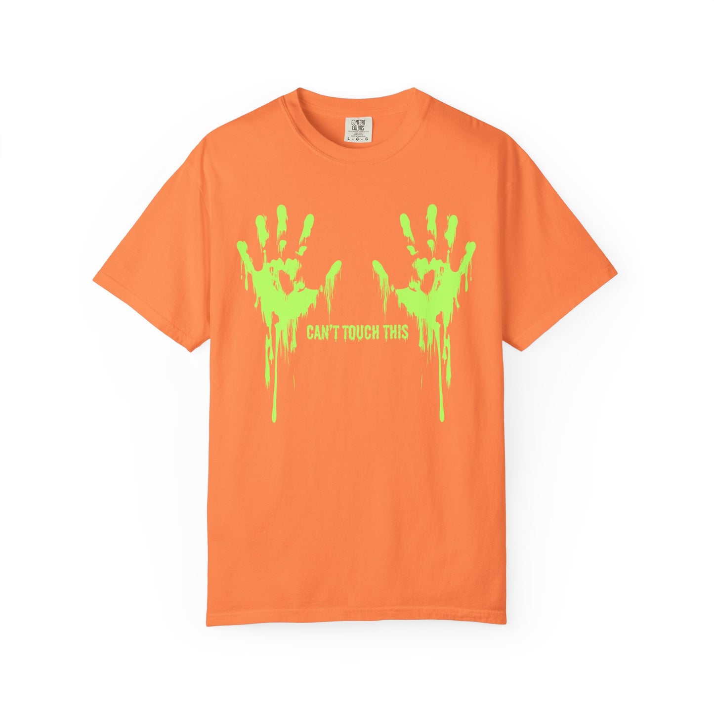 Can't Touch This Tee, Neon Handprint Unisex T-shirt, Halloween Tee, Unique Gift, Graphic Tee for Parties, Casual Wear, Trendy Streetwear