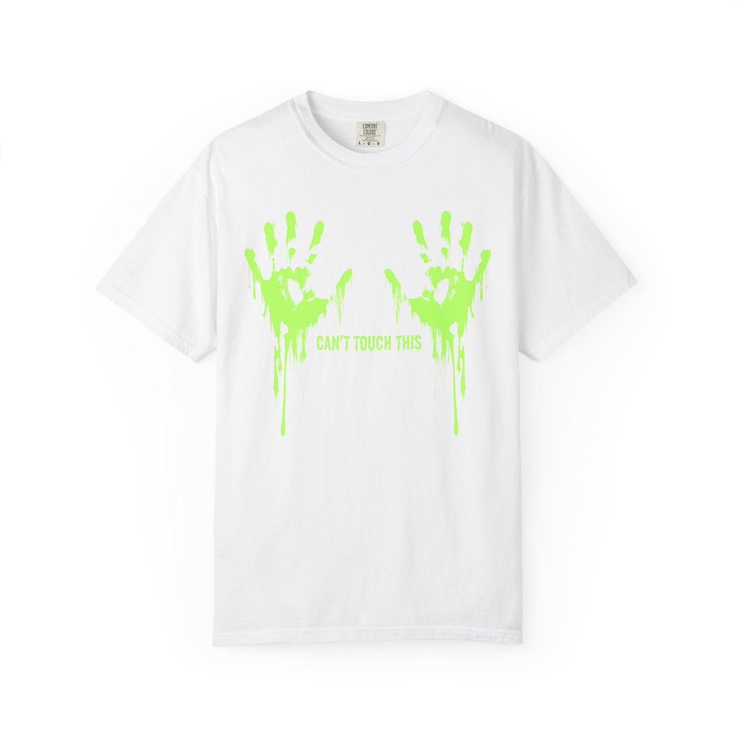 Can't Touch This Tee, Neon Handprint Unisex T-shirt, Halloween Tee, Unique Gift, Graphic Tee for Parties, Casual Wear, Trendy Streetwear