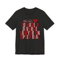Most Likely To Have Divorce Lawyer On Speed Dial Tee — Funny Heart Graphic Galentine’s Day Shirt
