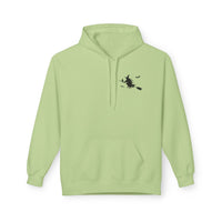 Let's Ride Witches Witchy Broomstick Hoodie, Unisex Midweight Fleece Sweatshirt, Halloween Apparel, Cozy Witch Costume,  Spooky Season