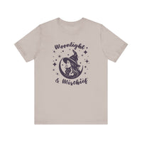 Moonlight & Mischief Witchy Tee - Unisex Short Sleeve Shirt for Halloween, Gifts for Her, Witchy Vibes, Casual Wear, Cozy Style
