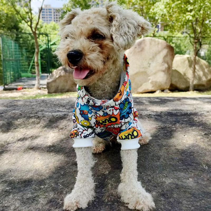Graffiti Print Pet Hoodie - Stylish Two-Legged Clothing For Dogs