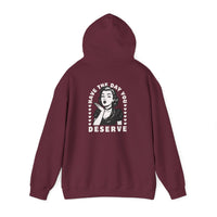 Have the Day you Deserve, Vintage Pin-Up Hoodie — Retro Woman Blowing Kiss Graphic Pullover