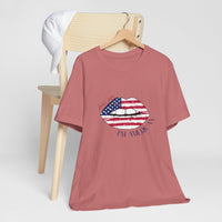 Patriotic Kiss Graphic Tee | Unisex Casual Top, Fourth of July Shirt, Summer Outfit, Gift for Her, USA Pride Wear