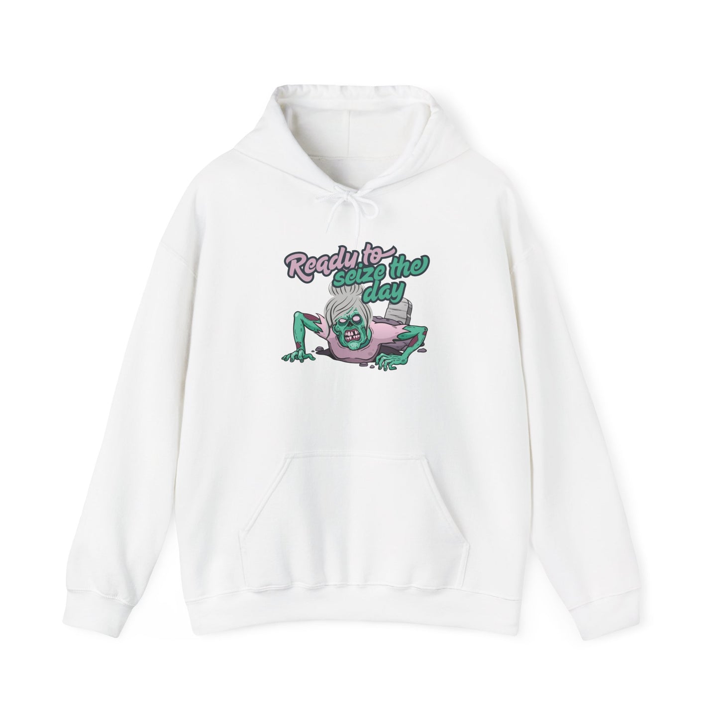 Zombie Vibes Hooded Sweatshirt - Seize the Day, Halloween Gift, Cozy Fall Wear, Unisex Pullover, Casual Comfort