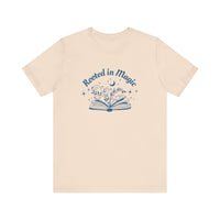 Rooted in Magic Short Sleeve Tee, Ideal for Book Lovers, Spell Binders, and Magic Minds Alike
