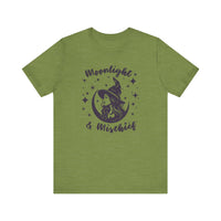 Moonlight & Mischief Witchy Tee - Unisex Short Sleeve Shirt for Halloween, Gifts for Her, Witchy Vibes, Casual Wear, Cozy Style