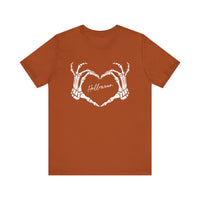 Skeleton Heart Hands Casual Graphic Tee - Perfect for Everyday Fall Spooky Season and Halloween Lovers