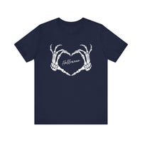 Skeleton Heart Hands Casual Graphic Tee - Perfect for Everyday Fall Spooky Season and Halloween Lovers