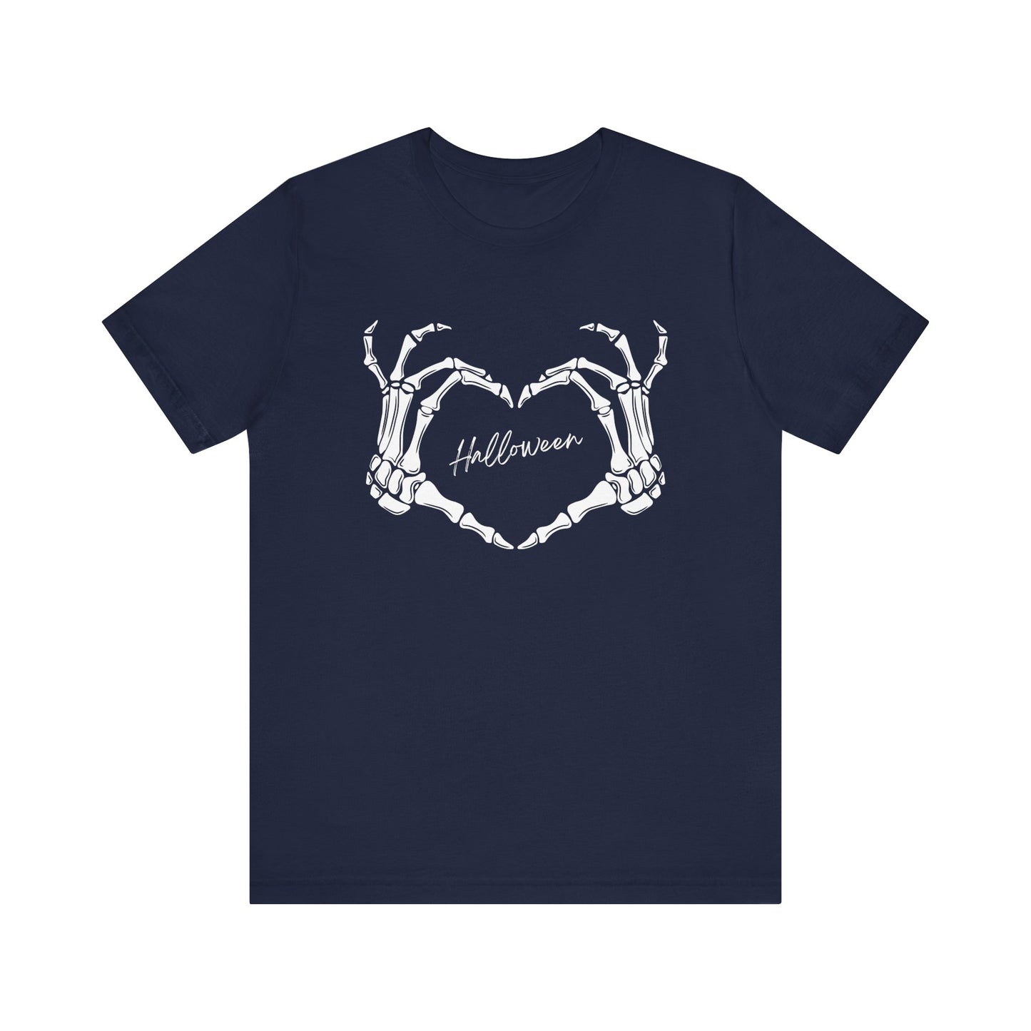 Skeleton Heart Hands Casual Graphic Tee - Perfect for Everyday Fall Spooky Season and Halloween Lovers