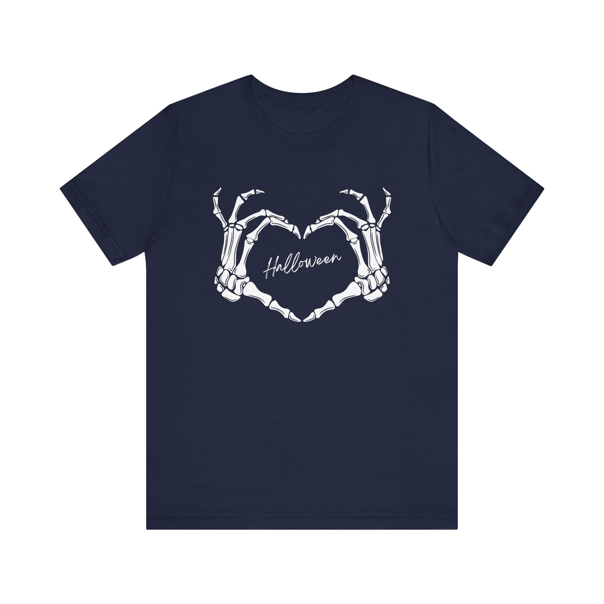 Skeleton Heart Hands Casual Graphic Tee - Perfect for Everyday Fall Spooky Season and Halloween Lovers