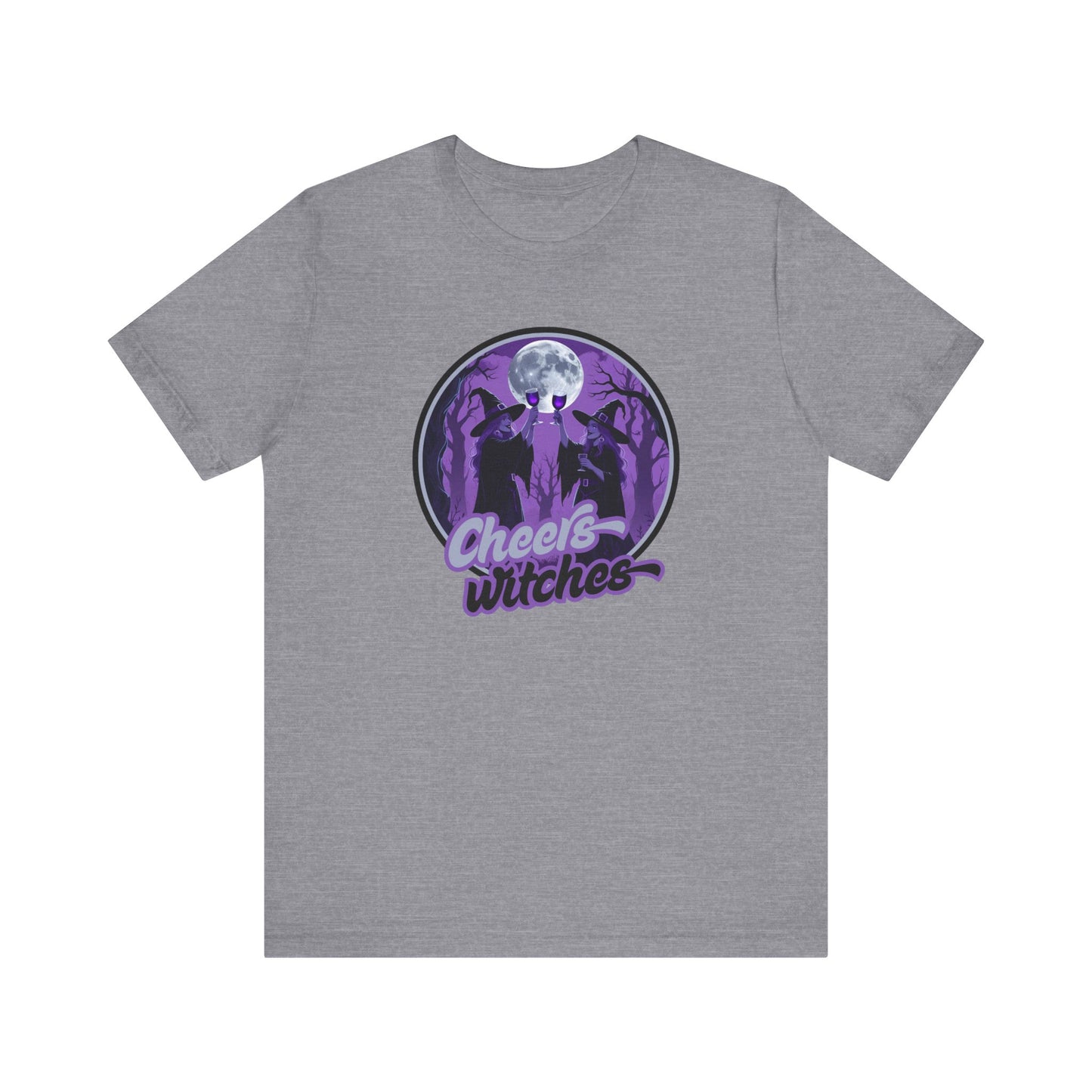 Cheers Witches Short Sleeve Tee - Spooky Vibes, Halloween Shirt, Unisex Graphic Tee, Witchy Apparel, Gift for Witches, Casual Witchwear