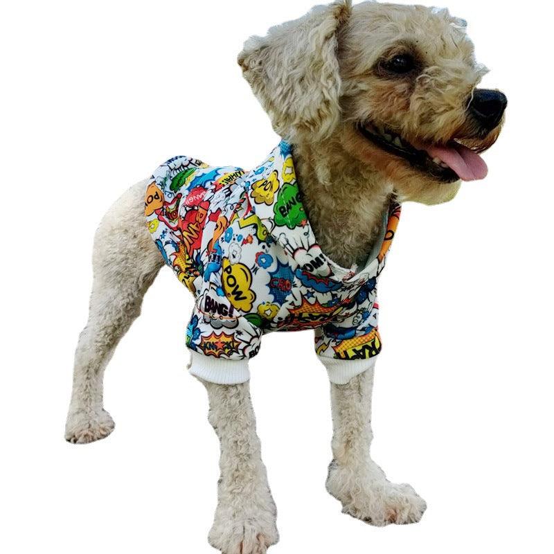 Graffiti Print Pet Hoodie - Stylish Two-Legged Clothing For Dogs
