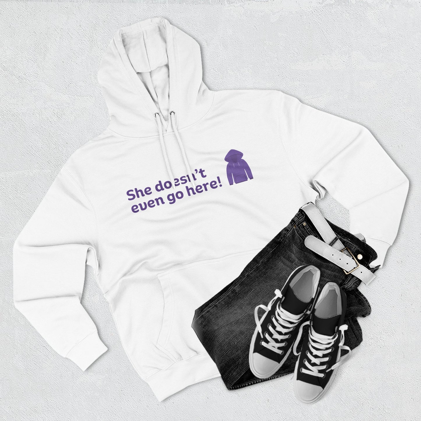 She Doesn't Go Here Statement Hoodie for Fun-Loving Souls | Cozy Fleece Pullover, Ideal Gift for Friends or Birthdays, Funny Quote Apparel
