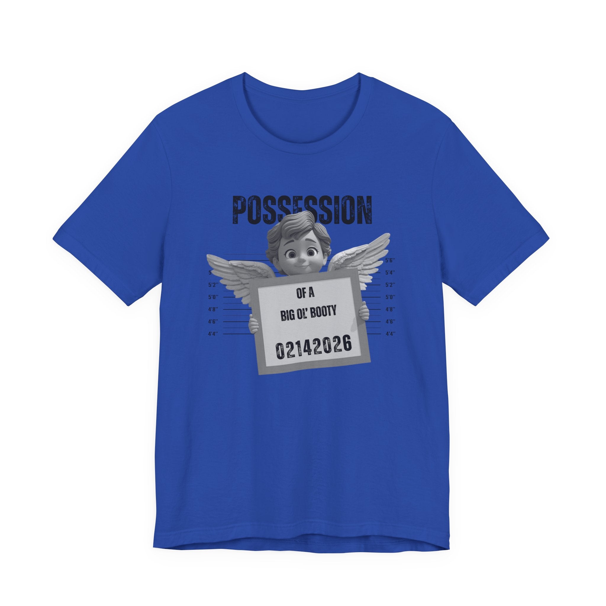 Possession of a Big Ol' Booty Tee – Funny Mugshot Angel Graphic Valentines Shirt