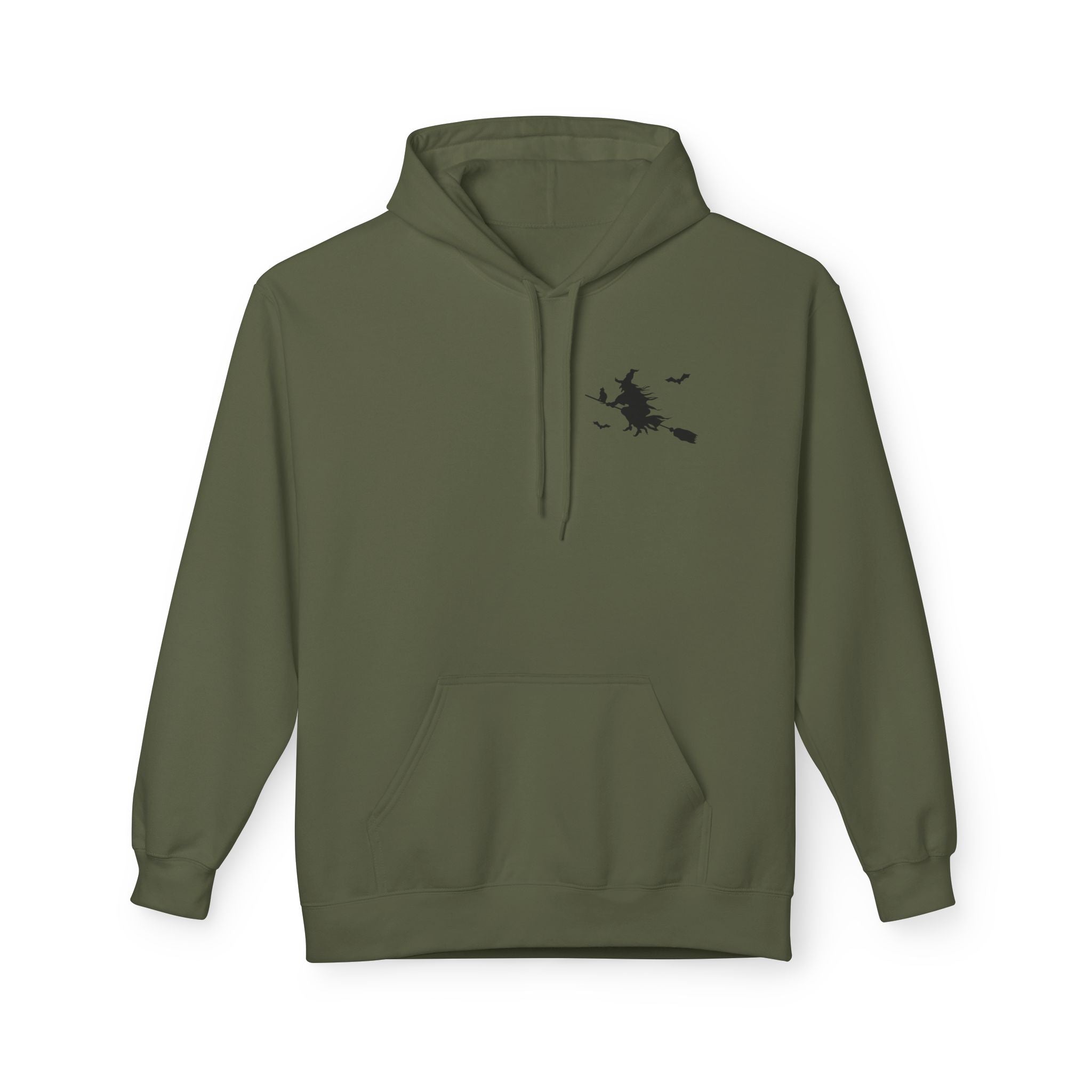 Let's Ride Witches Witchy Broomstick Hoodie, Unisex Midweight Fleece Sweatshirt, Halloween Apparel, Cozy Witch Costume,  Spooky Season