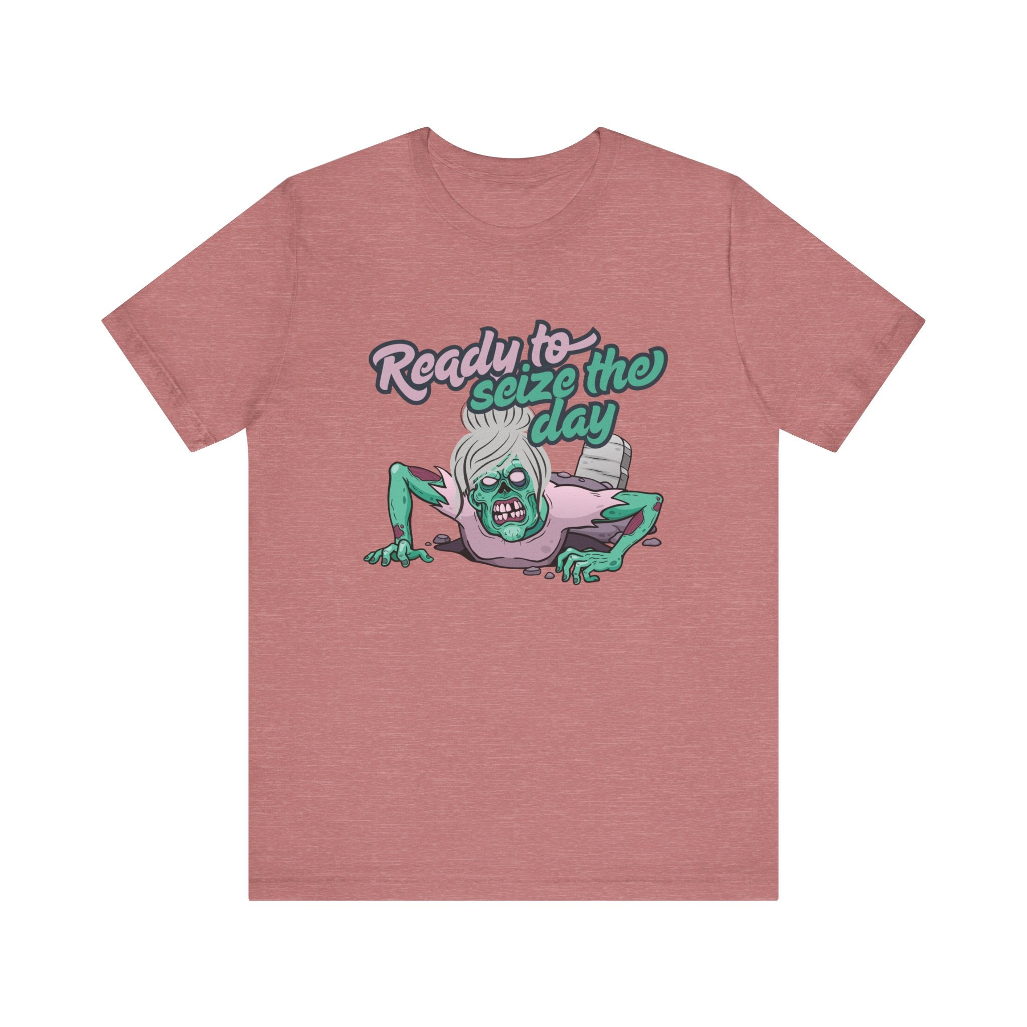 Zombie-Themed Graphic Tee, Ready to Seize the Day T-Shirt, Unisex Horror Costume, Halloween Apparel, Funny Zombie tee