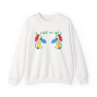 Light It Up - Holiday Sweatshirt, Christmas Apparel, Cozy Crewneck, Gift for Him/Her, Fun Holiday Outfit