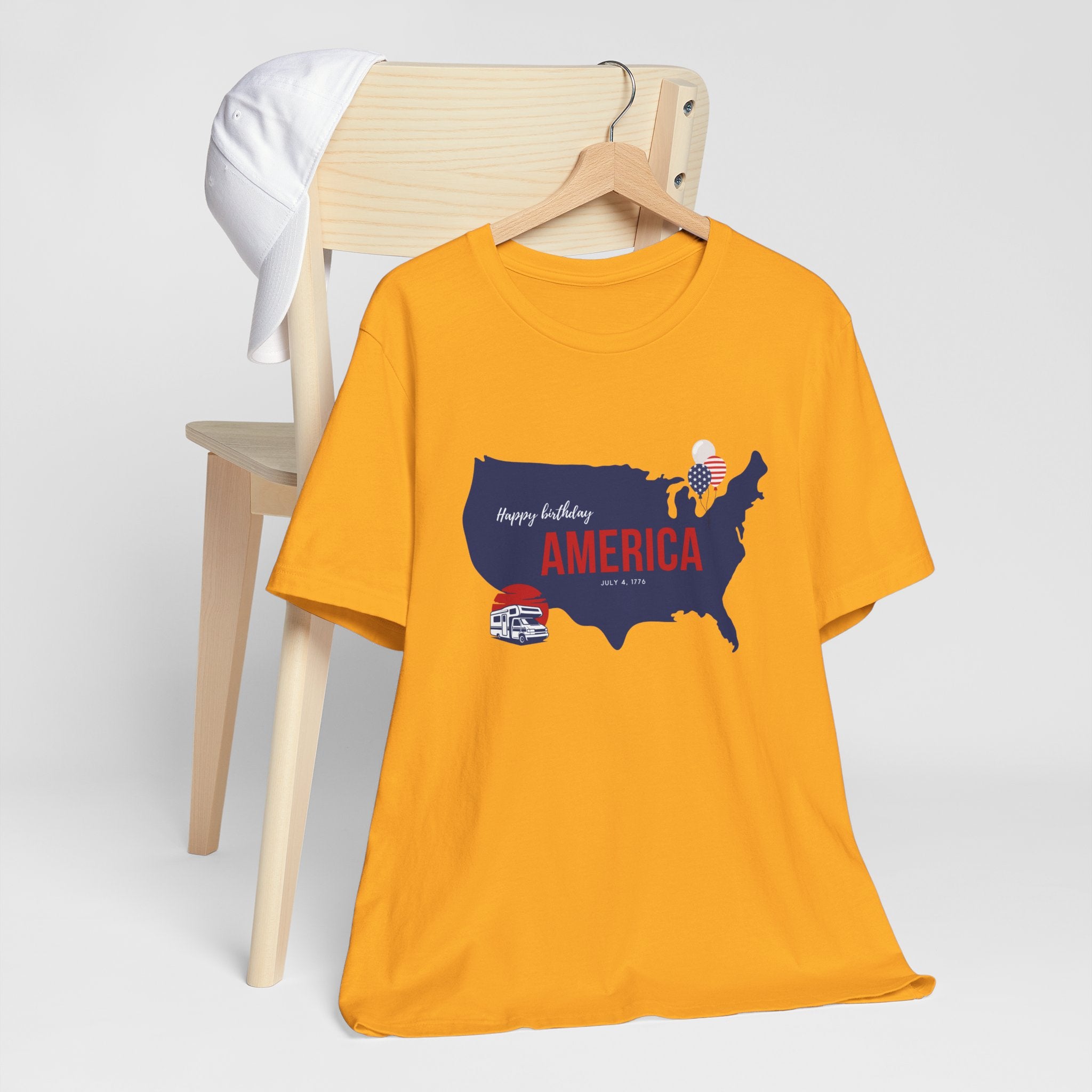 Happy Birthday America Tee, Unisex Jersey T-Shirt, 4th of July Shirt, Patriotic Tee, Americana Apparel, Independence Day Gift