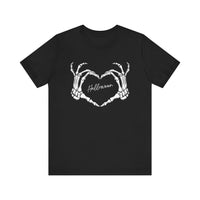 Skeleton Heart Hands Casual Graphic Tee - Perfect for Everyday Fall Spooky Season and Halloween Lovers