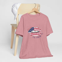 Patriotic Kiss Graphic Tee | Unisex Casual Top, Fourth of July Shirt, Summer Outfit, Gift for Her, USA Pride Wear