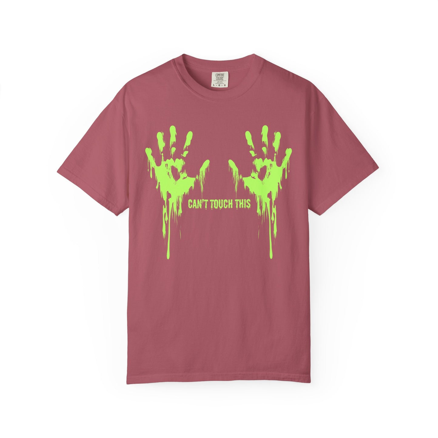 Can't Touch This Tee, Neon Handprint Unisex T-shirt, Halloween Tee, Unique Gift, Graphic Tee for Parties, Casual Wear, Trendy Streetwear