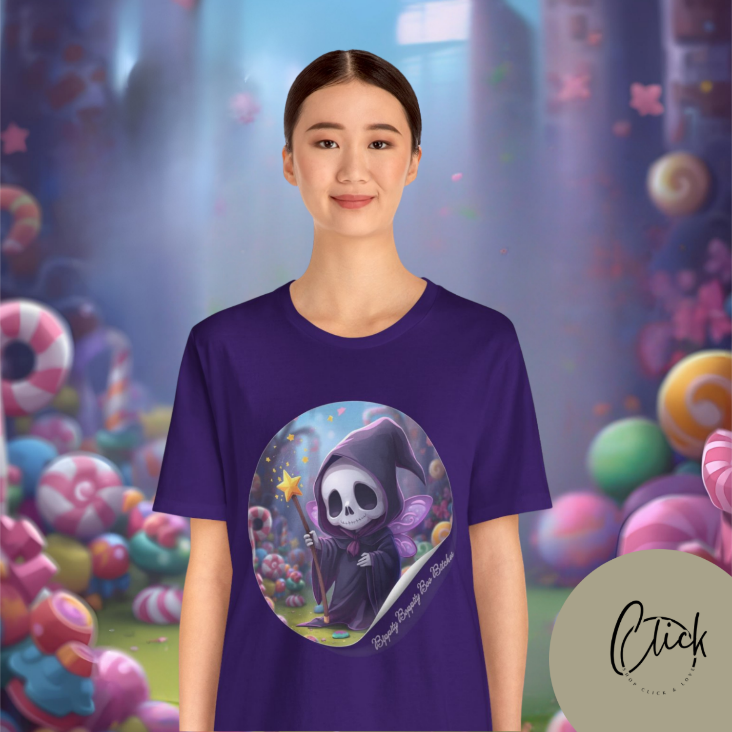 Boppity Boo Cute Grim Reaper Tee, Soft Unisex Jersey T-Shirt, Fun Halloween Shirt, Goth Aesthetic Apparel