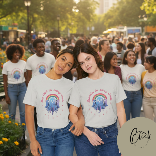 Bootiful in Every Color - Vibrant Rainbow Ghost Tee - Fun Casual T-shirt, Ghost Lovers Apparel, LGBTQ+ Pride Shirt, Halloween Costume Top, Colorful Graphic Tee