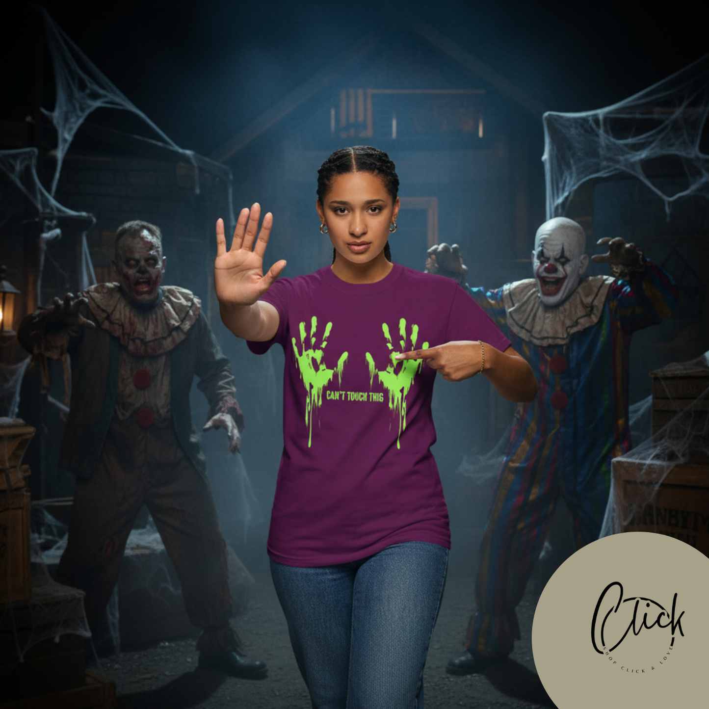 Can't Touch This Tee, Neon Handprint Unisex T-shirt, Halloween Tee, Unique Gift, Graphic Tee for Parties, Casual Wear, Trendy Streetwear