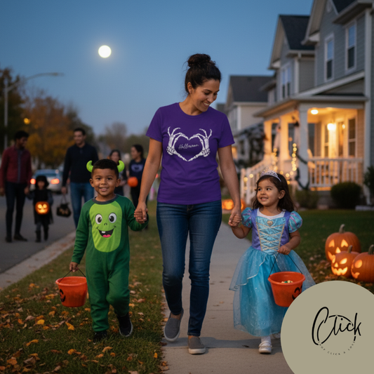 Skeleton Heart Hands Casual Graphic Tee - Perfect for Everyday Fall Spooky Season and Halloween Lovers