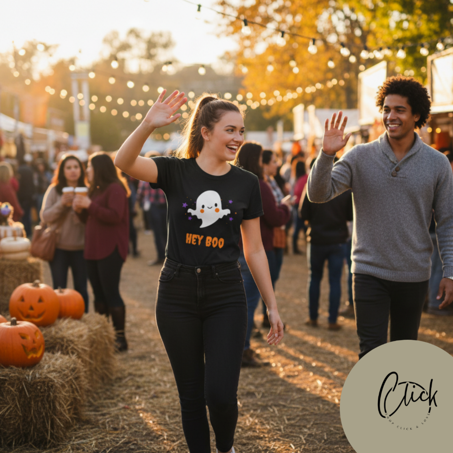 Hey Boo Ghost Unisex Tee - Spooky Halloween Shirt, Cute Ghost Tee, Fall Fashion, Halloween Costume, Party Wear