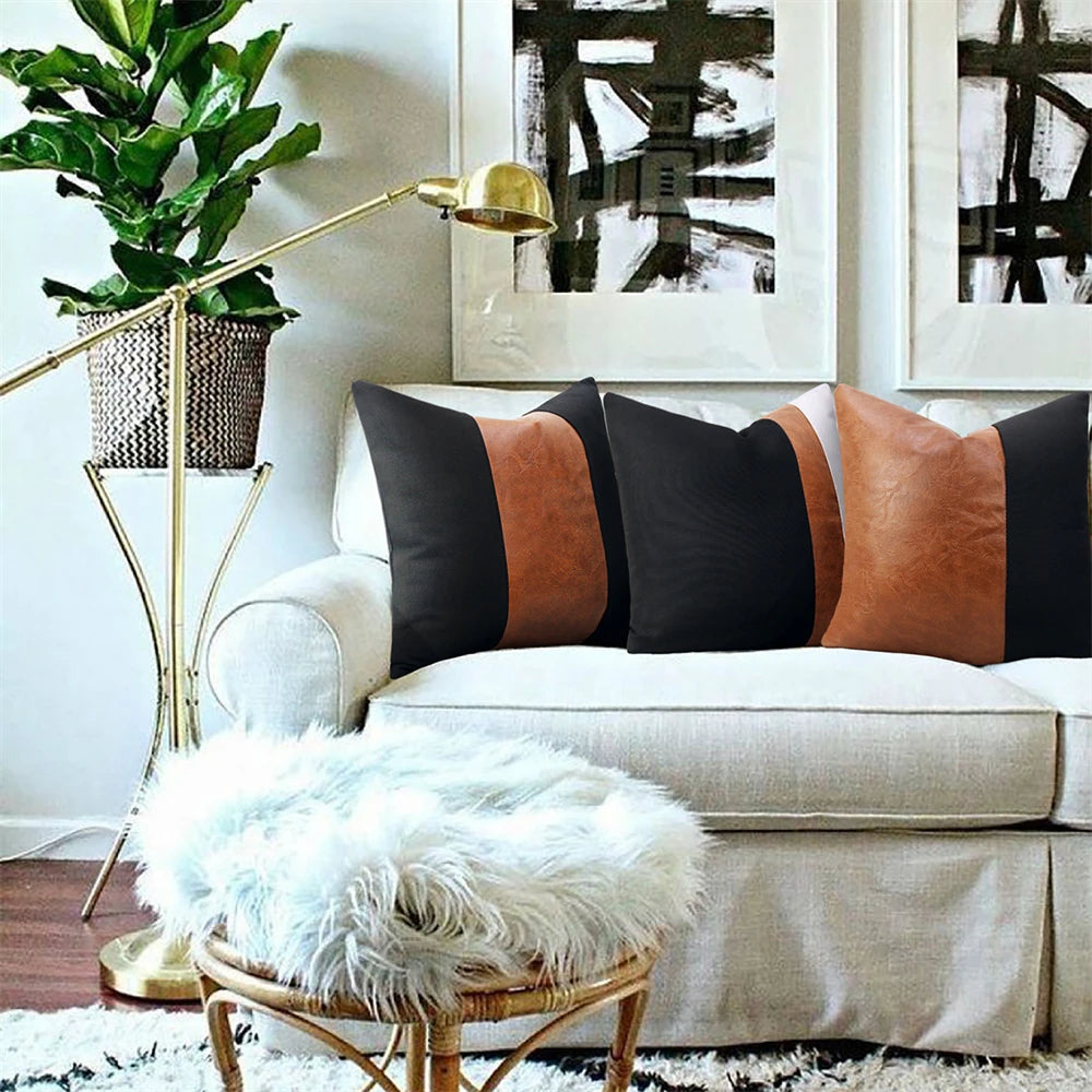 PU Leather Luxury Pillow Case 45*45 Pillowcase Patchwork Pillow Cover