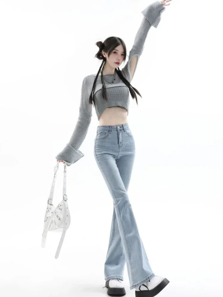 S-5XL Flare Jeans Women Hotsweet All-match Anti-wrinkle High Waist