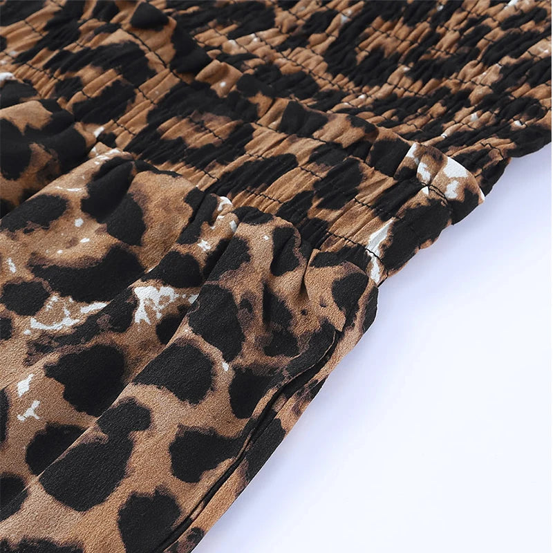 CyiExi Leopard Print Wide Leg Women Jumpsuit Sexy Halter Neck Backless